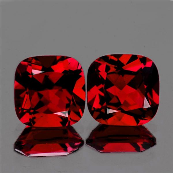 Natural Cushion Red Garnet Pair {Flawless-VVS1}