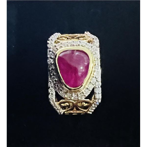 Natural Antique Burma Red Ruby 4.56 Cts Ring  - GIA