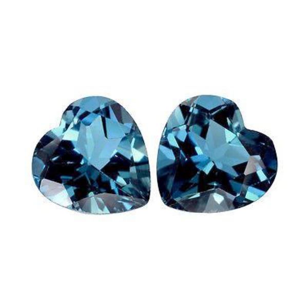 Natural London Blue Topaz Heart  Pair [Flawless-VVS]