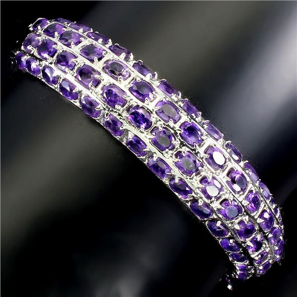 Natural Unheated Oval Amethyst Bangle