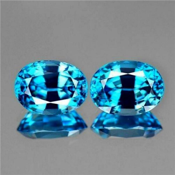 Natural AAA Cambodian Blue Zircon  Pair {Flawless-VVS1}