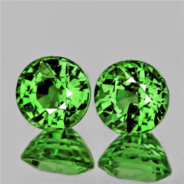 Natural Vivid Chrome Green Tsavorite Garnet Pair - VVS