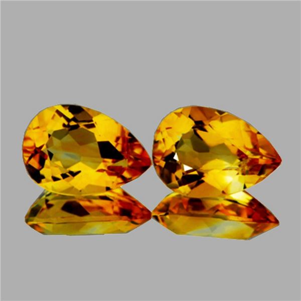 Natural Golden Yellow Citrine Pair(Flawless-VVS}