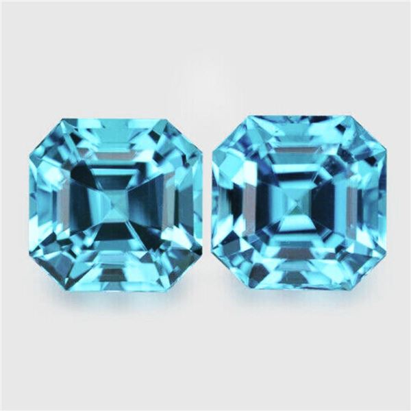 Natural Cambodian Blue Zircon Pair {Flawless-VVS1}