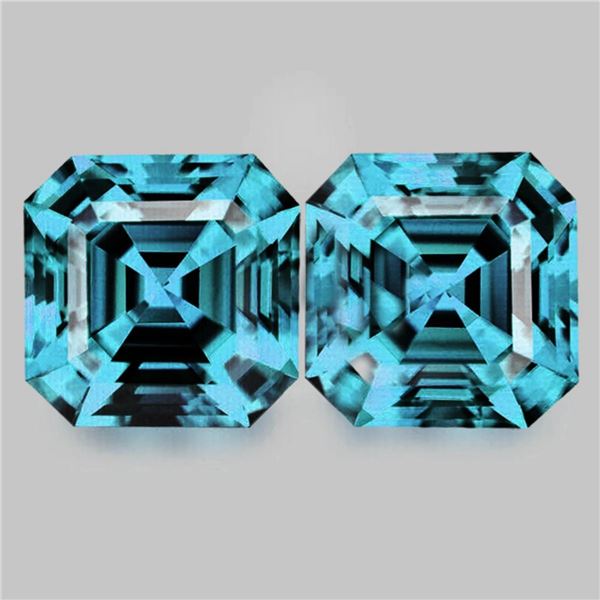 Natural Cambodian Blue Zircon Pair {Flawless-VVS1}