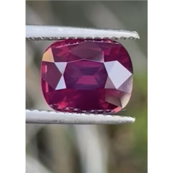 Natural Cushion Purplish/Red Spinel 3.44 Cts  - Certified