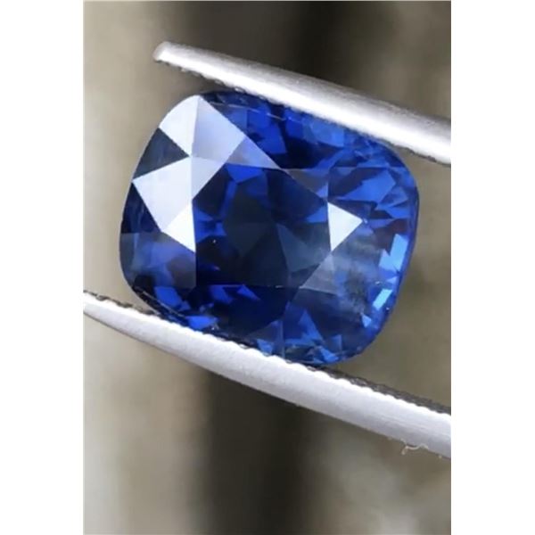 Natural Untreated Vivid Blue Cushion Sapphire 6.73 Cts