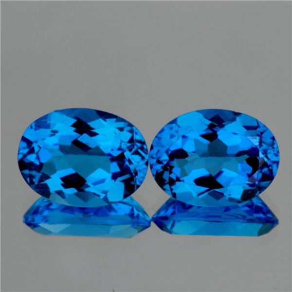 Natural Swiss Blue Topaz Pair 14x10 MM {Flawless-VVS1}