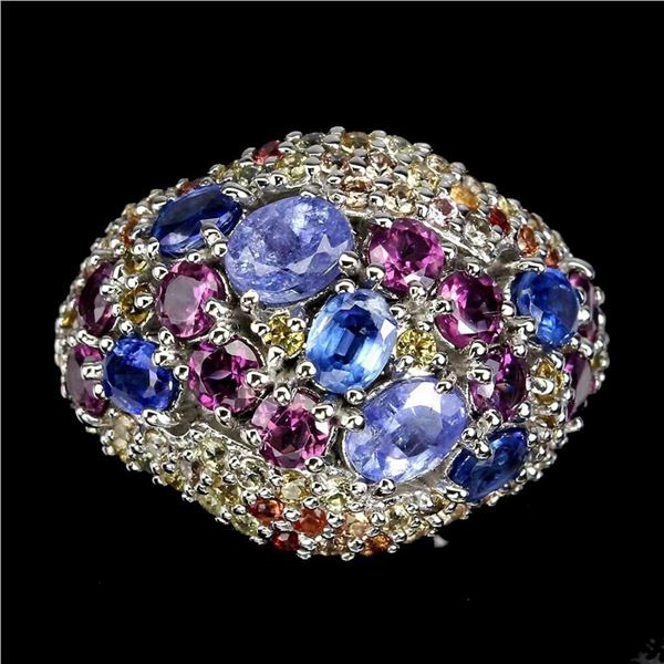 Natural Stunning Tanzanite & Sapphire Ring