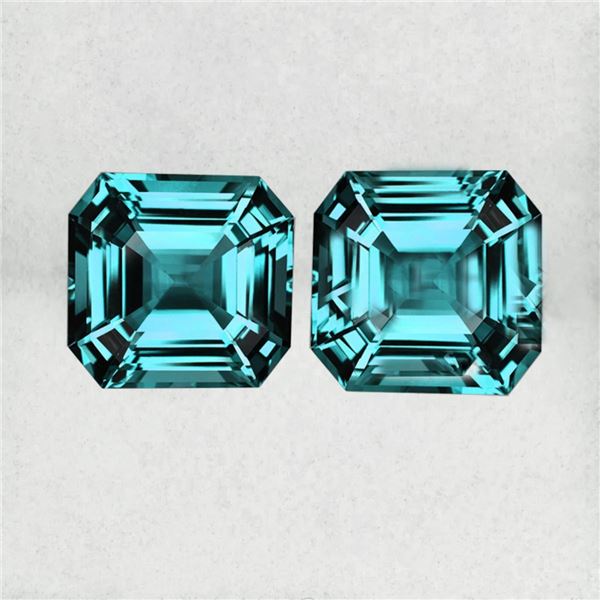 Natural Cambodian Blue Zircon Pair {Flawless-VVS1}