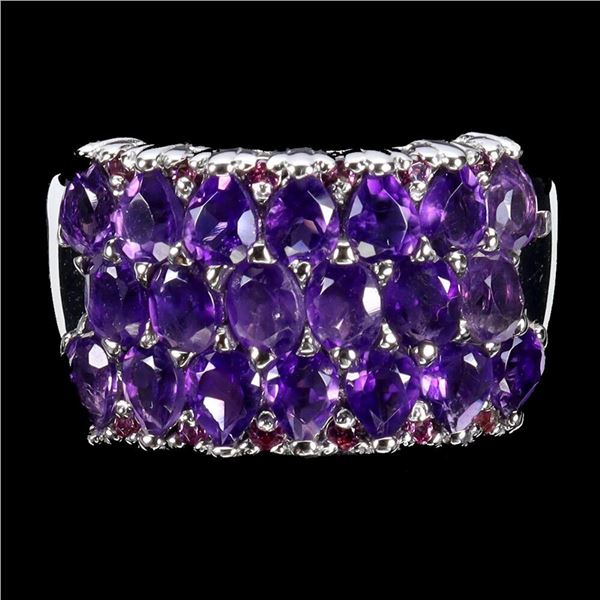 Natural Amethyst Rhodolite Garnet Ring