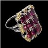 Image 2 : Natural Rhodolite Garnet & Sapphire Ring
