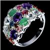 Image 2 : Natural Amethyst Citrine Emerald Gemstone Ring