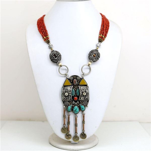 Tibet Natural Stone Tribal Queen Royal Necklace