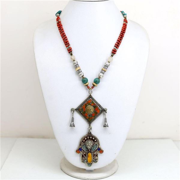 Tibet Natural Stone Tribal Queen Royal Necklace