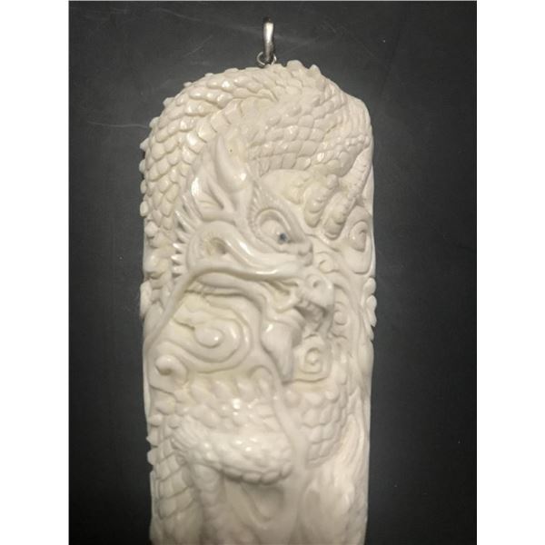 Hand Carved Antler Dragon Pendant