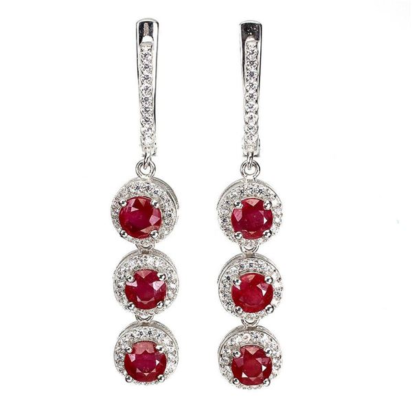 Natural Red Ruby Earrings