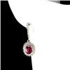 Image 2 : Natural Pigeon Blood Red Ruby and Sapphire Earrings