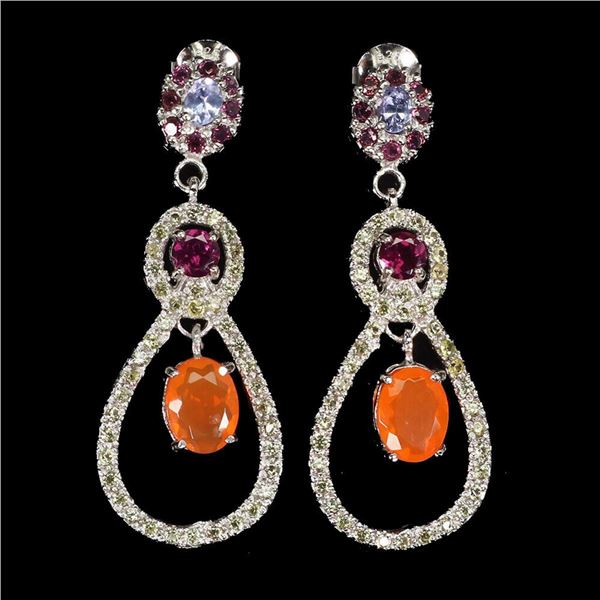 Natural Ethiopian Orange Opal Earrings