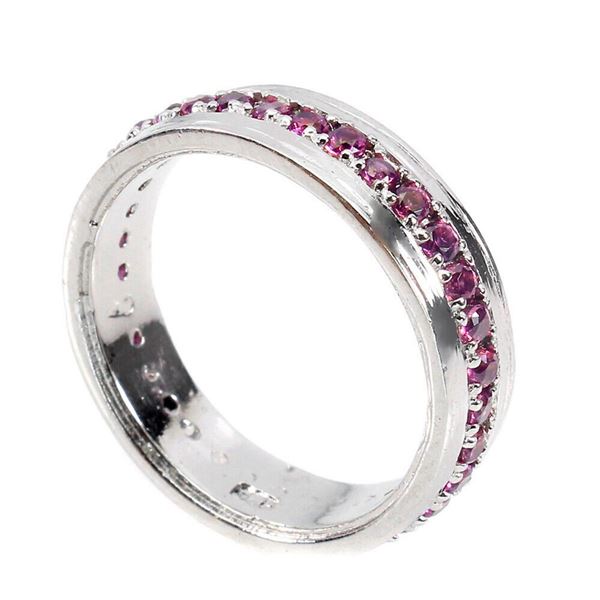 Natural Rhodolite Garnet Eternity Ring