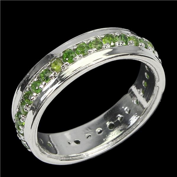 Natural Chrome Diopside Eternity Ring