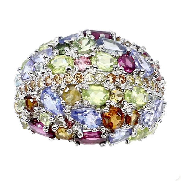 Natural Peridot Tanzanite Tourmaline Ring