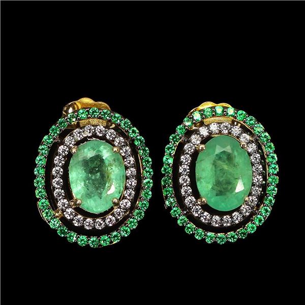 Natural Colombian Green Emerald Earrings