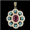 Image 1 : Natural Pigeon Blood Red Ruby & Swiss Topaz Pendant