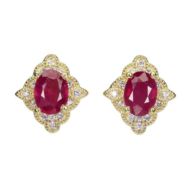 Natural Oval Red Ruby Earrings