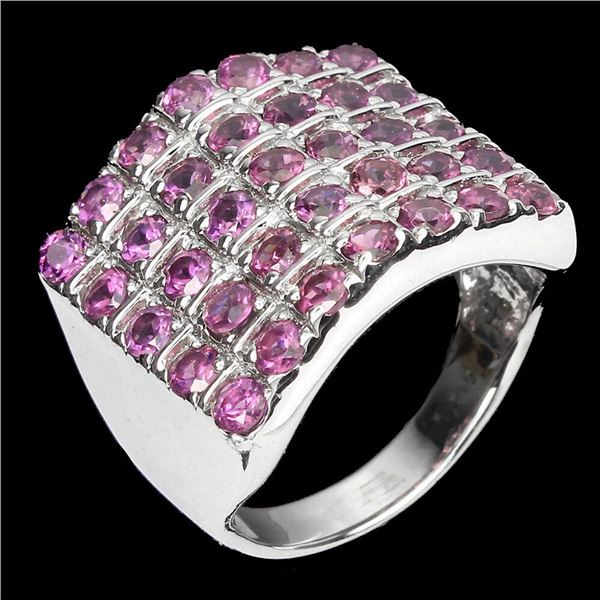 Natural Unheated Round Rhodolite Ring