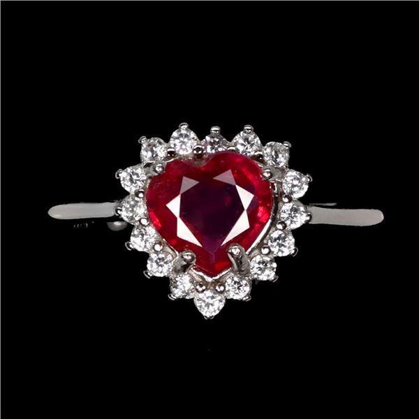 Natural Pigeon Blood Red Heart Ruby Ring