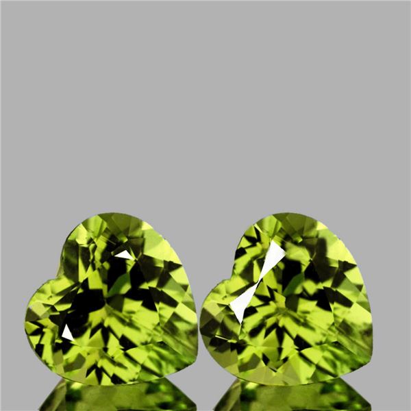 Natural Green Yellow Mali Garnet Heart Pair {Flawless-VVS}