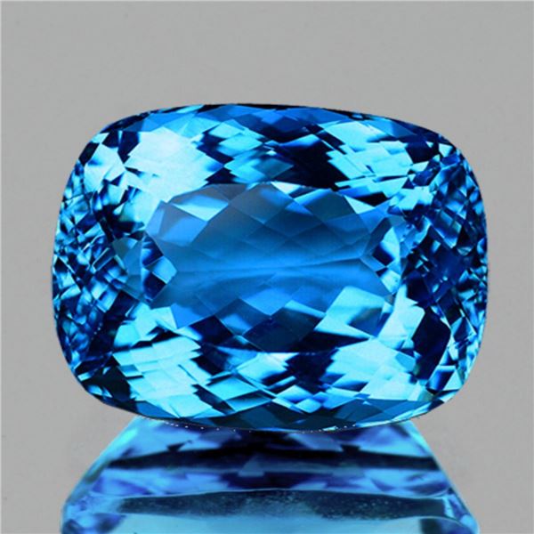 Natural Cushion Swiss Blue Topaz 31.95 Cts  {Flawless-VVS}