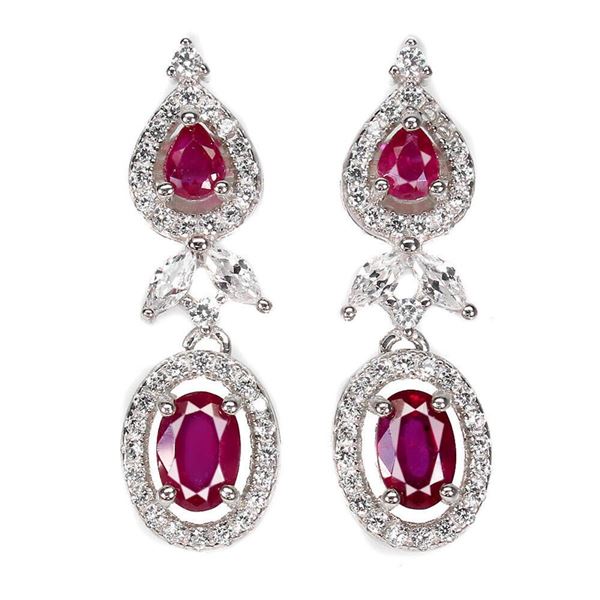 Natural Red Ruby Earrings