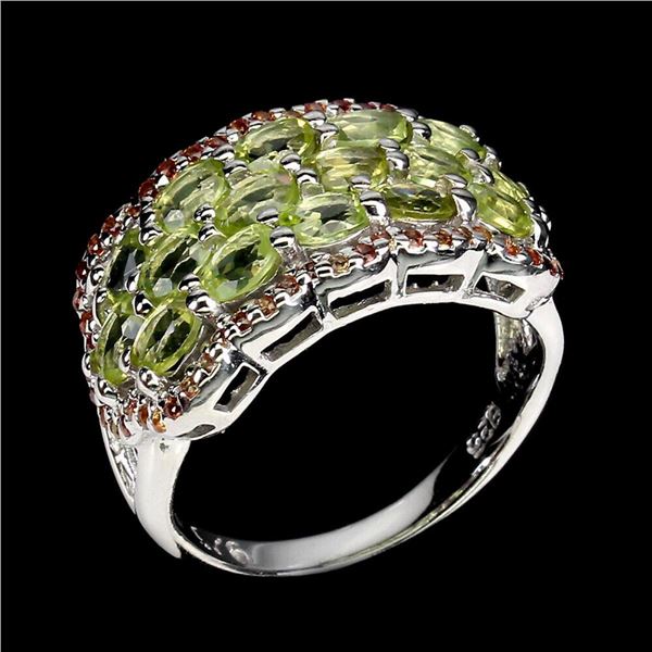 Natural Peridot & Sapphire Ring