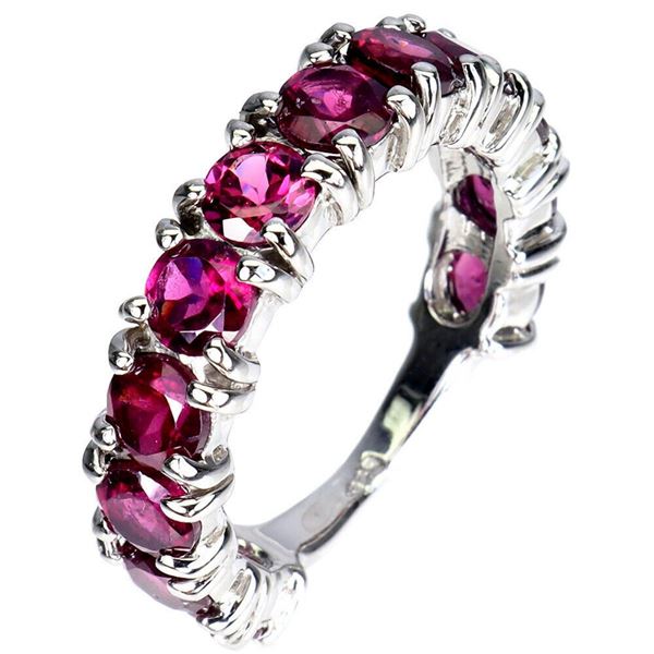 Natural Rhodolite Garnet Eternity Ring