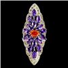 Image 1 : Natural Orange Opal Amethyst Sapphire Ring