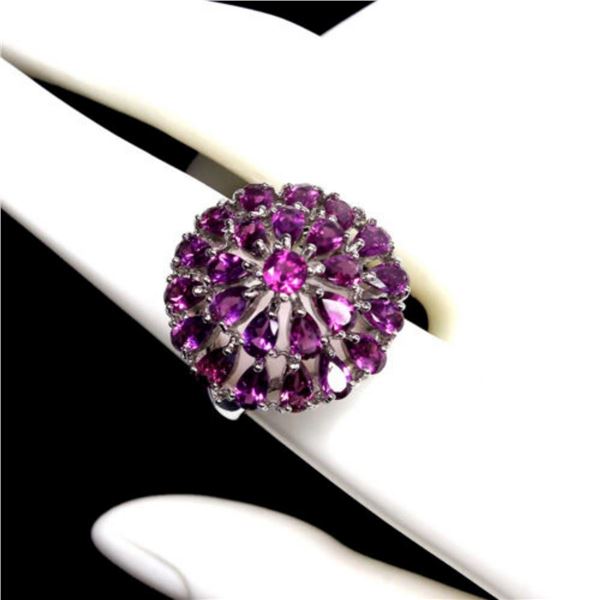 Natural Unheated Pink Rhodolite Garnet Ring