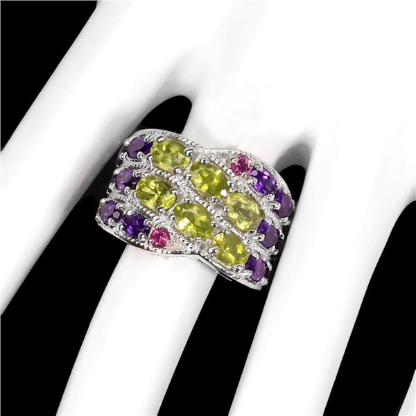 Natural Tourmaline Amethyst Citrine Ring