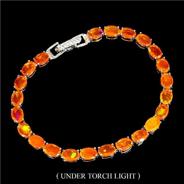 Natural Oval Mexican Orange Opal Bracelet