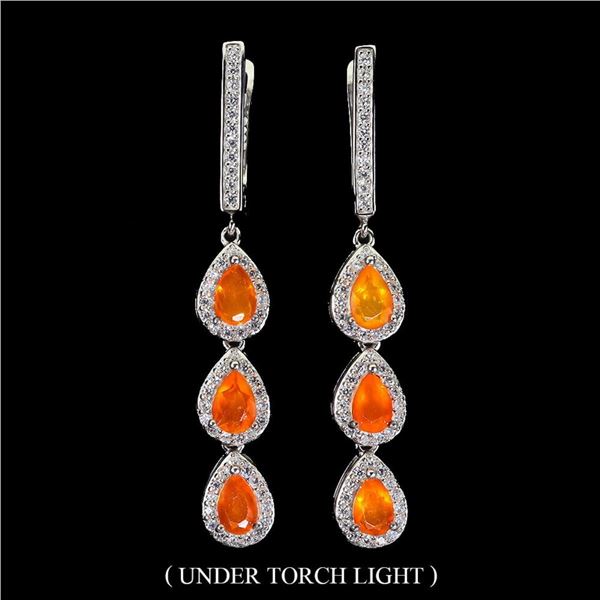 Natural Stunning Orange Opal Earrings