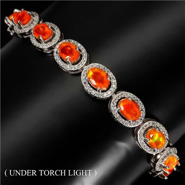 Natural  Oval Orange Opal Bracelet