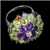 Image 3 : Natural  Amethyst  Peridot Tourmaline Ring