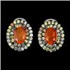 Image 1 : Natural Ethopian Orange Opal & Sapphire Earrings