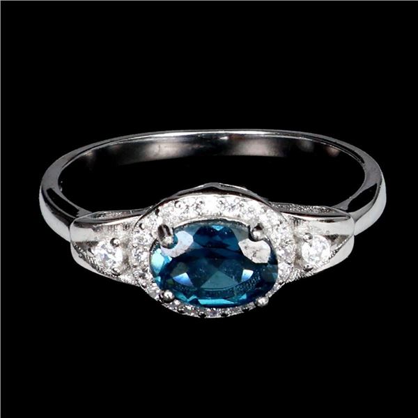 Natural Stunning London Blue Topaz Ring