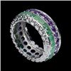 Image 1 : Natural Emerald &  Amethyst Eternity Ring