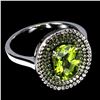 Image 2 : Natural Oval Peridot & Sapphire Ring
