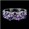 Image 1 : Natural  Amethyst &  Emerald Ring