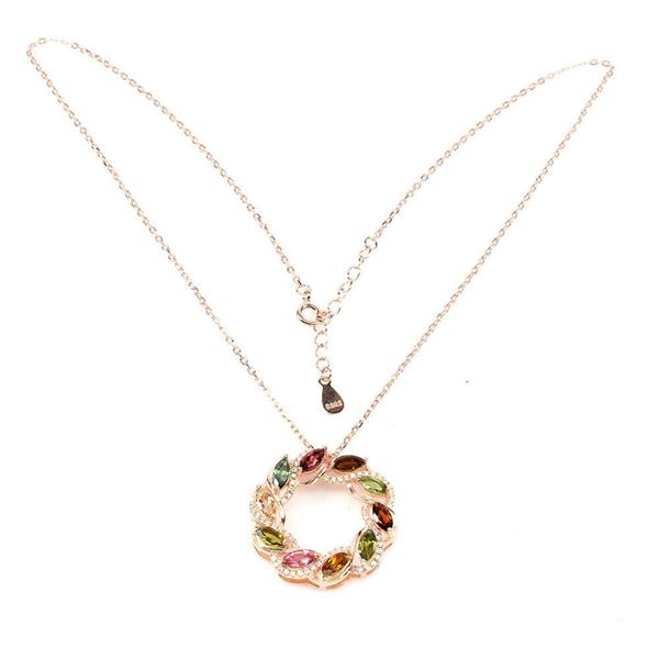 Natural Multi Color Marquise Tourmaline Necklace