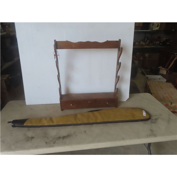 Soft Gun Cover , 4 Tier Wood Gun Rack with Bottom Drawer with Key 